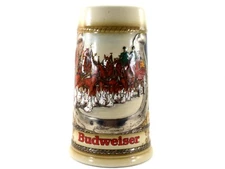 AB Budweiser Beer Stein Clydesdales Wagon Carrying Beer Ceramic Vintage