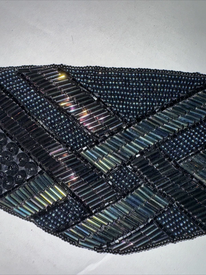 复古 20 世纪 80 年代 Milor 串珠弹力腰带 复古亮片 cummerbund — 第 2/4 张图片