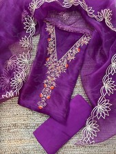 Purple Organza Suit Dupatta New Wedding Designer Gotta Patti Work Diwali Gift