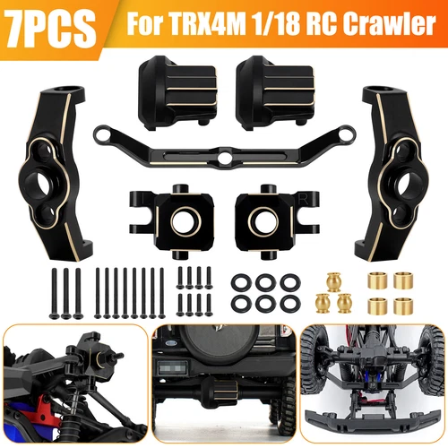 Brass Steering Link Axle Covers Knuckles Block Set For 1/18 RC Car Traxxas TRX4M - Picture 1 of 8
