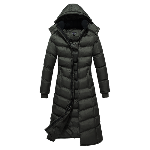 U2wear Full Length Ladies Water Resistant Puffer Coat Black / 1x