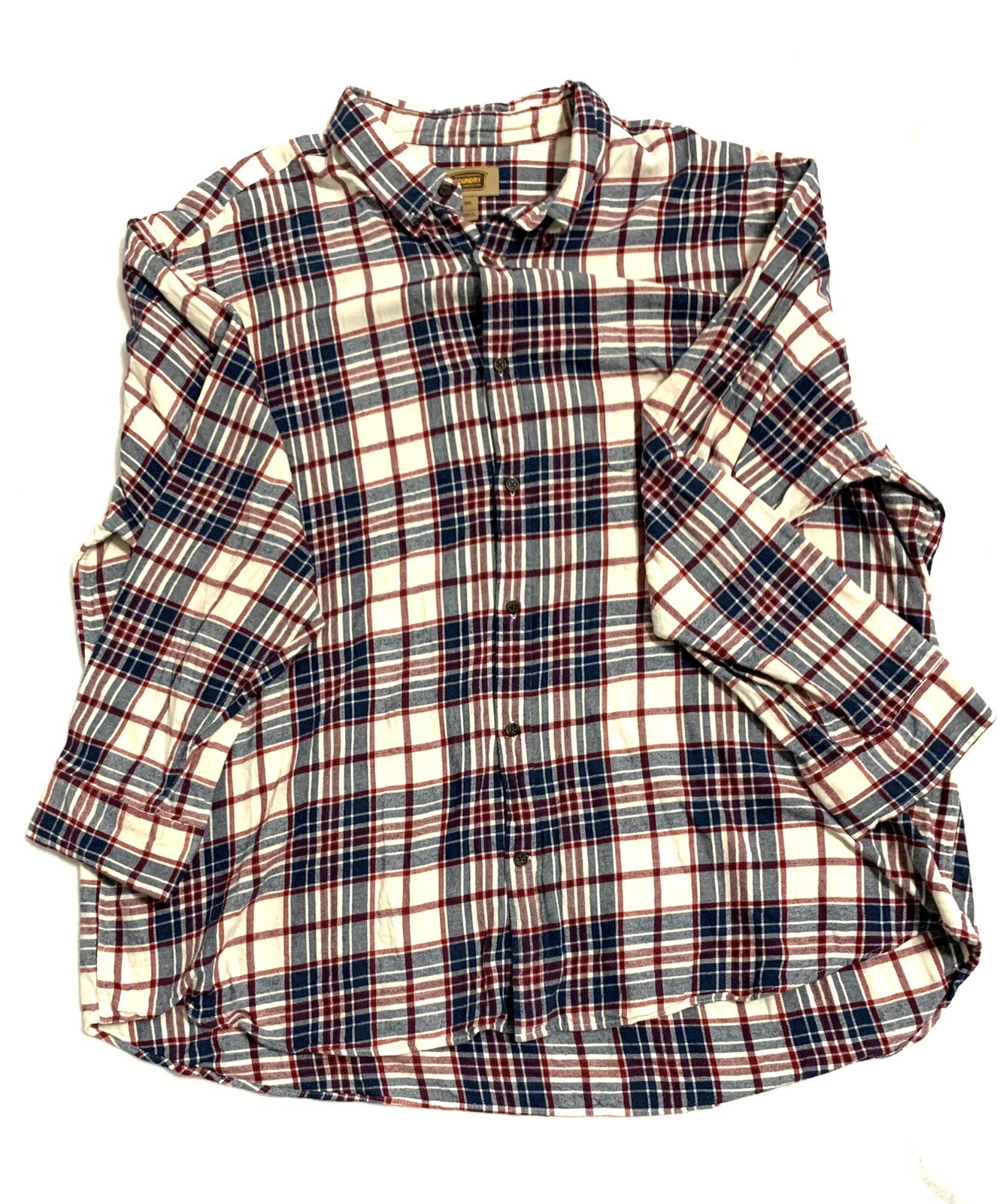 The Foundry Men's Red Plaid Flannel Cotton Long Sleeve Button Down