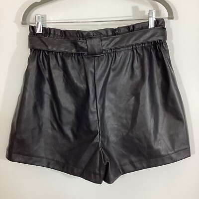 ★eessay★PO - MI SHORTS - BLACK★正規品/韓国送料込 Ci Sono Vegan Faux Leather Paper Bag Belted Shorts Black