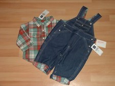 NWT BABY GAP HOLIDAY PLAID MATCHING SHIRT OVERALLS SET INFANT 3-6 MOS BRAND NEW