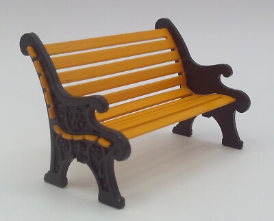 Dept. 56 Miniature Metal Yellow & Green Christmas Village Park Bench