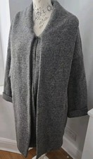 Laura Clement La Redoute Grey Boiled Wool Coat Scarf Neck 16/18 French Style