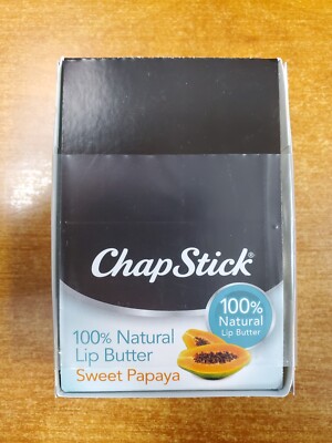 12 Tubes: Chapstick Sweet Papaya Lip Balm 100% Natural 0.15 oz. NEW/SEALED