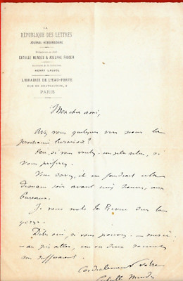 ED23-L.A.S-CATULLE MENDÈS-NOVELIST-LITERARY CRITICISM-BORDEAUX