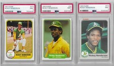 1981, 1982 & 1983 Fleer Rickey Henderson PSA 9 Mint 3 Card Lot