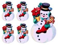 Vintage Image Retro Snowman Christmas Bear Waterslide Decals CHR273