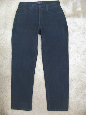 NYDJ High Rise Slim Straight Crop Jeans USA Sz 6 P EUR 36 w Lift Tuck Dark Blue
