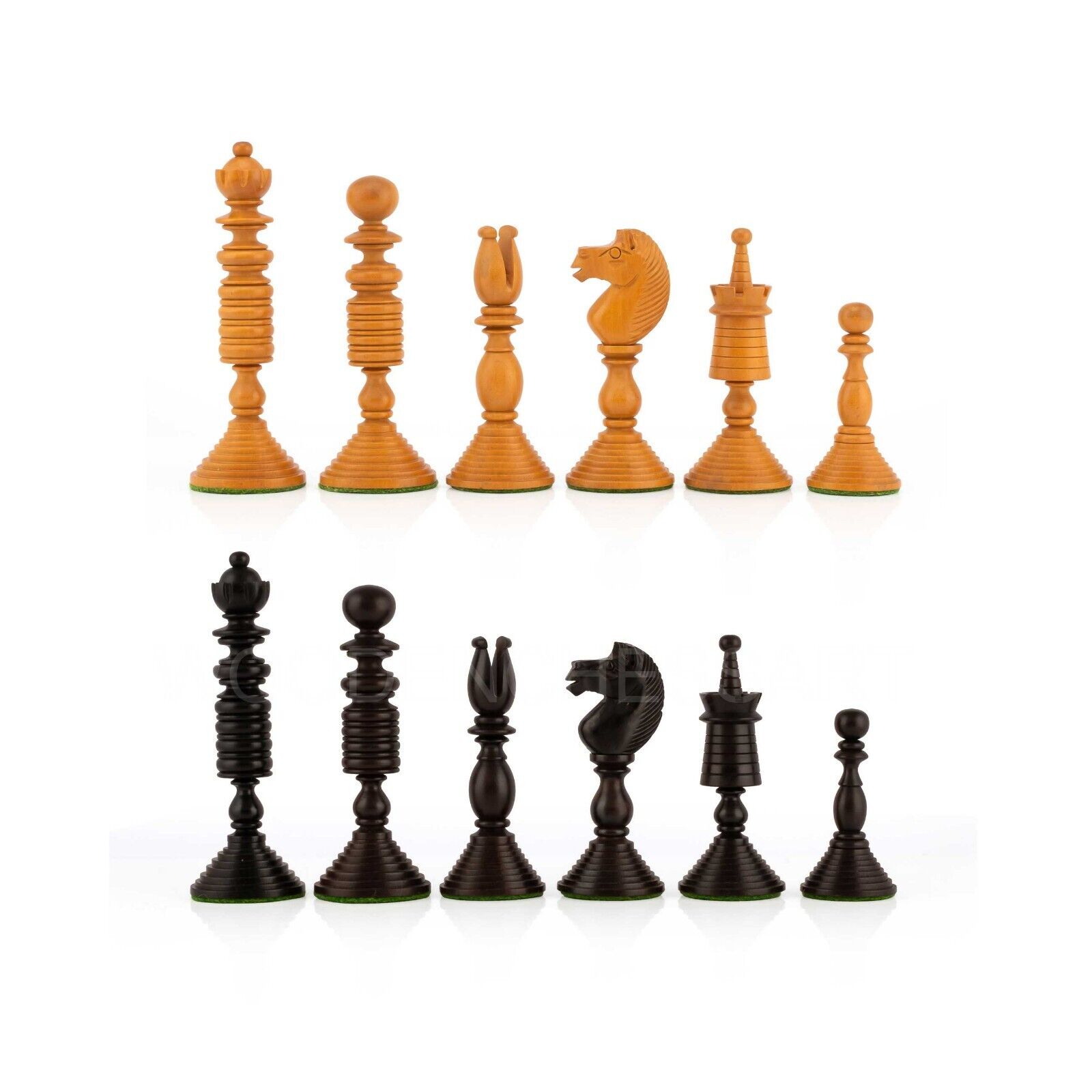 4.7” International Staunton Chess Pieces Only in Antiqued Boxwood & Ebony