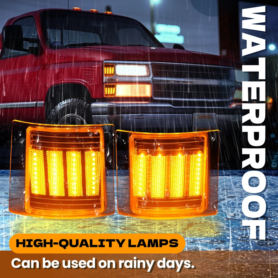 4PCS LED Sequential Clear Corner Side Marker Light For Chevy C/K 1500 2500 94-99 Foto 4 de 4