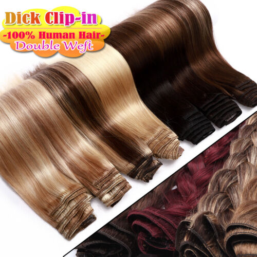 175g++ 8pz SPESSA Clip In Real Remy Extension Capelli Umani Testa Piena Doppia Trama - Foto 2 di 56