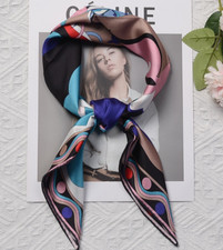 Pure 14 Momme 100 Silk Wrap Scarf Bandanna Colorful vase Print Square Shawl 27"