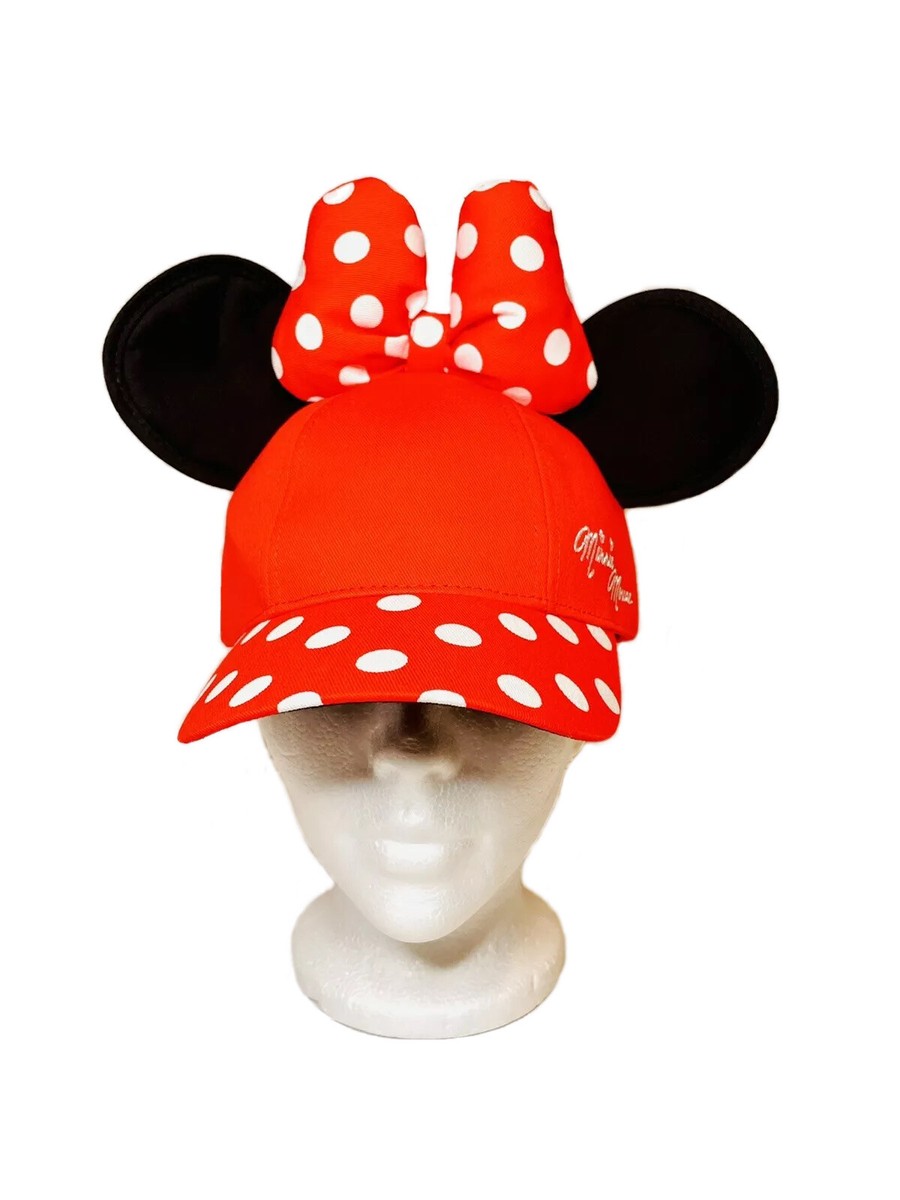 Disney Minnie Mouse Red White Polka Dot Bow Ear Adult Baseball Cap.  NWT Women main image 3