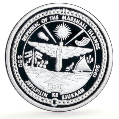 Marshall Islands 50 dollars Big Boy Trains Railways proof silver