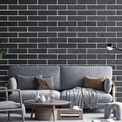 100 Pieces Old Town Black Faux Brick Wall Tiles, Clay Manufactured