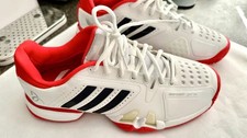 NWOB Adidas Novak Pro Tennis Court Shoes Lace-Up White Red Black Size US 9.5 UK9