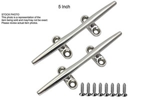 Boat Cleat, 5" Marine Grade Stainless Steel Open Base Dock