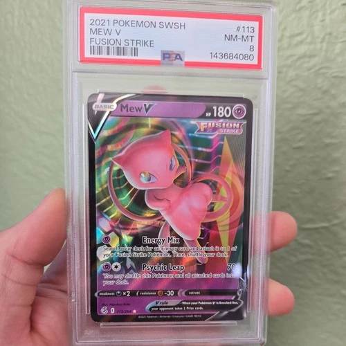 Mew V 113/264 Swsh08: Fusion Strike Holo PSA 8
