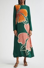 FARM Rio Honolulu Flowers Long Sleeve green Maxi Dress size XS