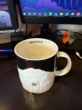 2012 STARBUCKS COFFEE MUG SEATTLE 3D Relief Skyline Cup COLLECTOR SERIES 16oz