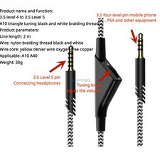Audio Cable for Logitech Astro A10 A40 Headphone Adapter Cable