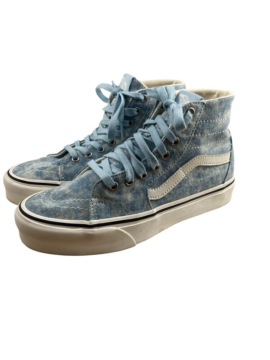 Denim Vans Blue Washed Vans Sk8 Hi Skateboarding Shoes Denim Blue