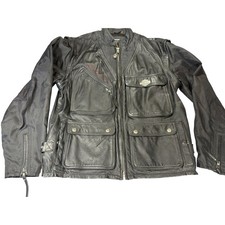 Harley Davidson Mens Biker Leather Convertible Jacket Vest L Black Moto Outdoor