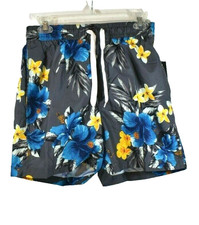 Men's Kanu South Beach Charcoal Floral Swim Trunks Size S NWT