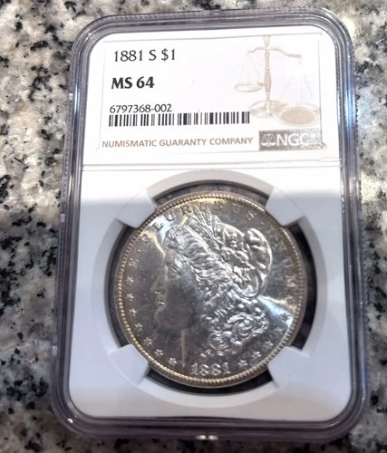 1881-S NGC MS64 Silver Morgan Dollar $1 US Coin! Beautiful Toning Occurring.