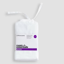 Room Essentials 2 King Microfiber Striped Pillowcase Set - White 20 x 40