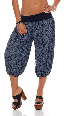 Damen Pumphose kurz Pluderhose Harem Style Orient-Muster Capri 8581