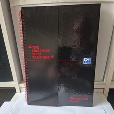 Image of New Oxford Black n' Red A4 Hardback Wirebound Notebook Glossy 140 Pages Notepad