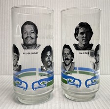 1979 SEATTLE SEAHAWKS NFL McDONALDS Tumbler Pair Glasses ZORN & Gregory Set OF 2