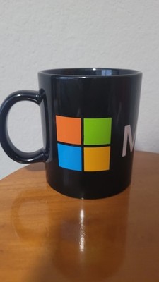 Official Microsoft Logo Black Ceramic Coffee Mug Cup Tech Corporate Promo Swag