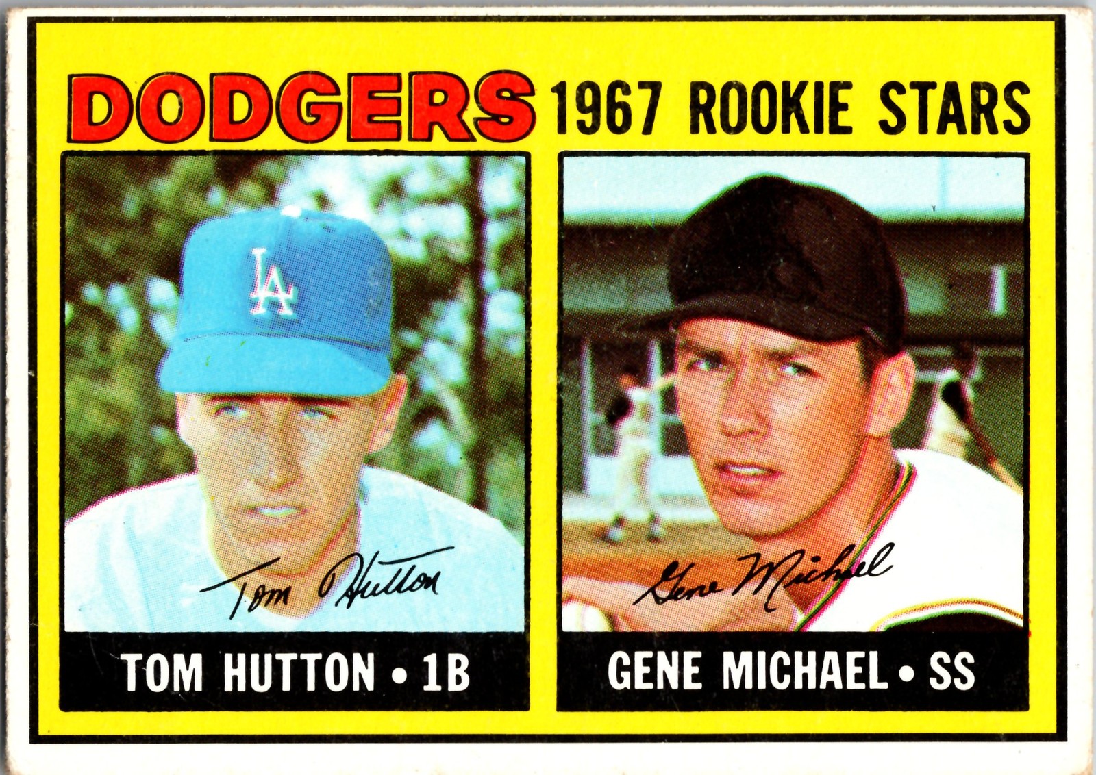 1967 Topps #428 Dodgers 1967 Rookie Stars (Tom Hutton / Gene Michael)