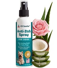 K9 Anti-Itch Dog Spray with Aloe, Rose  Coconut - Natural Hot Spot Relief, 4oz
