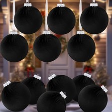 12 Pcs Jumbo Black Velvet Christmas Balls Ornaments Bulk 6 Inch Extra Large F...