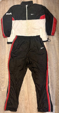 Reebok Men's 2-Piece Colorblock Tracksuit Set XXXLT Black/White/Red Zip Pockets
