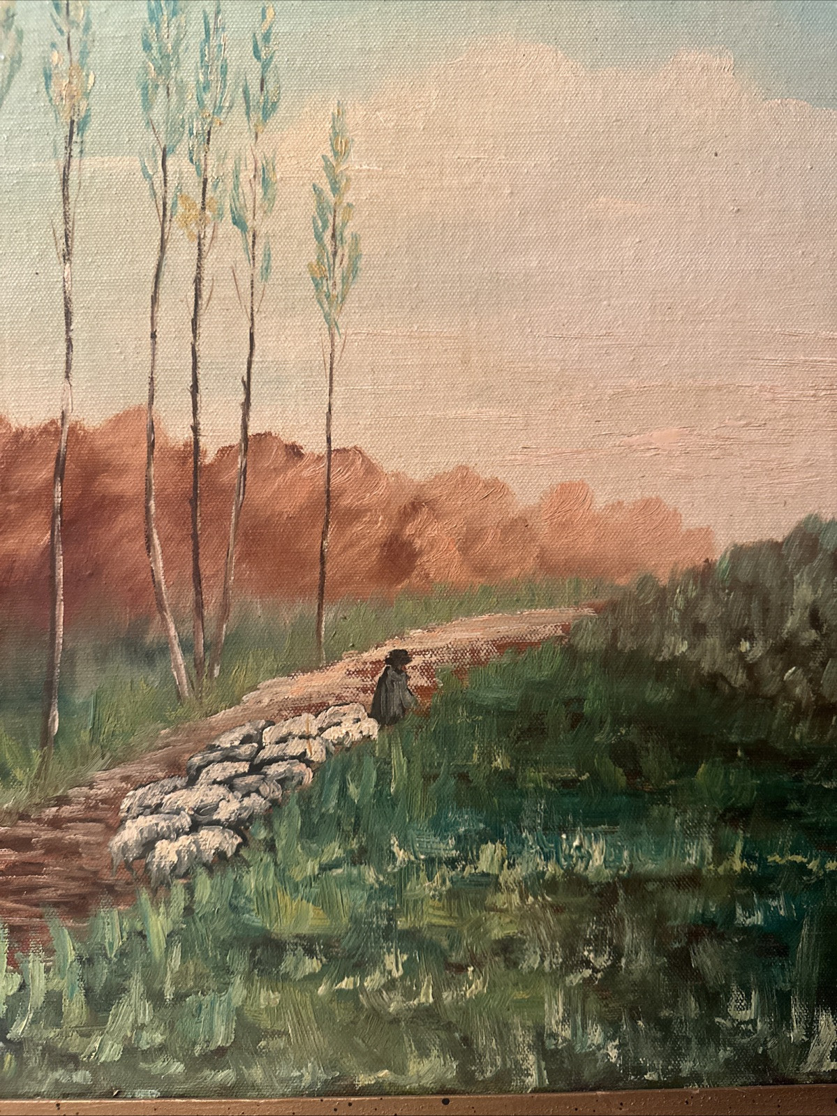 Italian “F . MAZZONCINI” LANDSCAPE  VILLAGE SCENE Oil on Wood Panel Signed