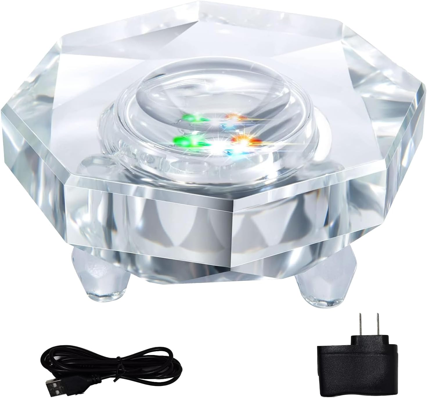 Crystal LED Light Base Lighted Display Stand - Octagon | Multicolor ...