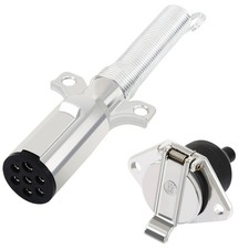 7 Way Trailer Plug and Socket Set for Semi Truck, 7-Pin Trailer Connector, He...