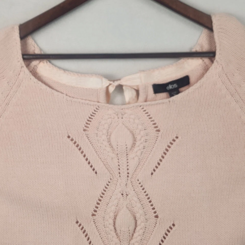 Suéter romántico para mujer Ellos Anthropologie 5X rosa tejido con cable liso usado en excelente estado Foto 4 de 4