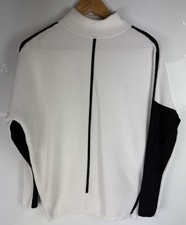 Mint Velvet White Grey Ribbed High Neck Jumper UK  Size XS