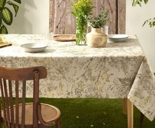78" X 59" Rectangular Botanical Garden Tablecloth French Floral Cotton Coated
