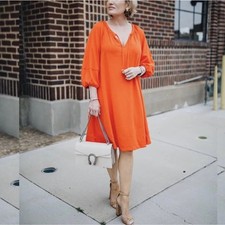 ANTHROPOLOGIE Anais Tunic Dress Persimmon Orange {3N48}