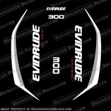 Fits Evinrude 300hp G2 E-tec Decal Kit White Grey Black - 2015 Fits Evinrude 300hp G2 E-tec Decal Kit White Grey Black - 2015