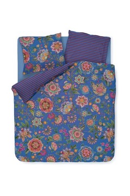 PIP Studio Perkal Bettwäsche 155x220 Bombay Bold Dark Blue Blüten Asia Wende